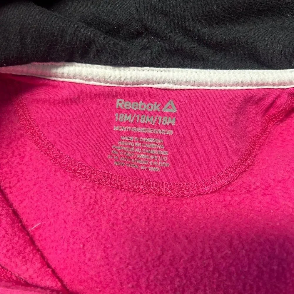 Reebok Baby Girls Hooded Romper One-Piece Fleece Jumpsuit Pink 18 Months